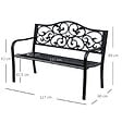 OUTSUNNY - Banc 3 places de jardin terrasse style cosy chic 127L x 60l x 89H cm métal époxy anticorrosion noir - vignette