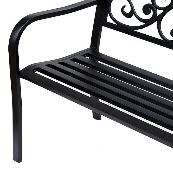 OUTSUNNY - Banc 3 places de jardin terrasse style cosy chic 127L x 60l x 89H cm métal époxy anticorrosion noir - large