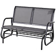 OUTSUNNY - Banc à bascule de jardin 2 places design contemporain grand confort accoudoirs assise, dossier ergonomique acier textilène gris - vignette