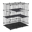 PAWHUT - Cage parc enclos rongeurs modulable dim. L 111 x l 75 x H 119 cm 3 niveaux 4 portes fil métallique noir - vignette