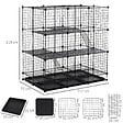 PAWHUT - Cage parc enclos rongeurs modulable dim. L 111 x l 75 x H 119 cm 3 niveaux 4 portes fil métallique noir - vignette