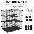 PAWHUT - Cage parc enclos rongeurs modulable dim. L 111 x l 75 x H 119 cm 3 niveaux 4 portes fil métallique noir - vignette