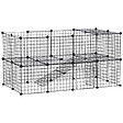 PAWHUT - Cage parc enclos pour animaux domestiques L 146 x l 73 x H 73 cm modulable 2 niveaux 36 panneaux bords arrondis fil métallique noir - vignette