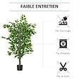 HOMCOM - Arbre artificiel plante artificielle ficus H.1,35 m tronc branches liane lichen feuilles grand réalisme pot inclus - vignette