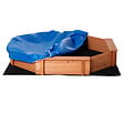 OUTSUNNY - Bac à sable bois octogonal dim. 139,5L x 139,5l x 21,5H cm - 4 bancs - bâche de couverture, non tissé de sol inclus - bois sapin pré-huilé - vignette