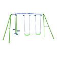 OUTSUNNY - Balançoire 3 agrès portique avec 2 balançoires et face à face dim. 2,8L x 1,4l x 1,78H m métal époxy anticorrosion PE vert bleu - vignette