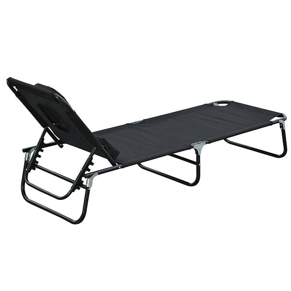 HOMCOM - Transat de jardin chaise longue pliante bain de soleil pour lecture noir - large