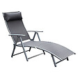 OUTSUNNY - Outsunny transat chaise longue bain de soleil pliable dossier inclinable multi-positions têtière fournie 137L x 64l x 101H cm métal époxy textilène gris - vignette