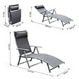 OUTSUNNY - Outsunny transat chaise longue bain de soleil pliable dossier inclinable multi-positions têtière fournie 137L x 64l x 101H cm métal époxy textilène gris - vignette