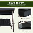 OUTSUNNY - Balancelle de jardin 3 places grand confort toit inclinaison réglable coussins plateaux rétractables polyester filé noir - vignette