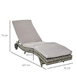 OUTSUNNY - Bain de soleil transat grand confort - dossier inclinable 5 positions roulettes - matelas déhoussable inclus - résine tressée grise - vignette