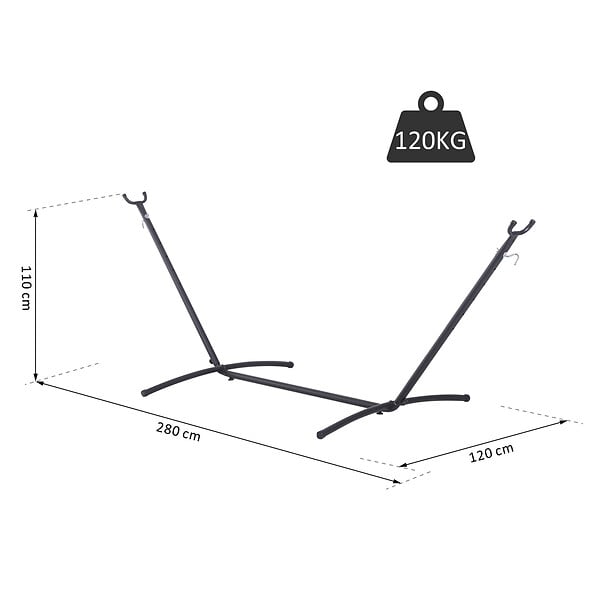 OUTSUNNY - Support pied de hamac structure robuste métal époxy noir hauteur réglable 6 niveaux dim. 2,80L x 1,20l x 1,10H m - large