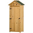 OUTSUNNY - Armoire abri de jardin remise pour outils 3 étagères 2 portes loquets toit pente bitumé 77L x 54l x 179H cm sapin traité lasuré - vignette