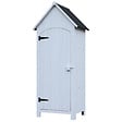 OUTSUNNY - Armoire abri de jardin remise pour outils 3 étagères porte loquet toit pente bitumé dim. 77L x 54l x 179H cm bois sapin pré-huilé blanc - vignette