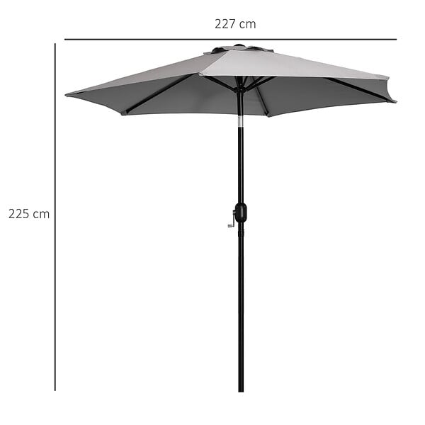 OUTSUNNY - Parasol hexagonal inclinable dim. Ø 2,3 x 2,16H m métal polyester haute densité gris - large