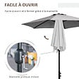 OUTSUNNY - Parasol hexagonal inclinable dim. Ø 2,3 x 2,16H m métal polyester haute densité gris - vignette