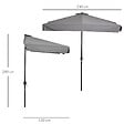 OUTSUNNY - Demi parasol - parasol de balcon 5 entretoises métal dim. 2,3L x 1,3l x 2,49H m polyester haute densité gris - vignette