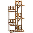 OUTSUNNY - Étagère à fleurs en bois - porte plante bois 5 tablettes ornement petites barrières - dim. 60L x 30l x 130H cm - bois de sapin traité carbonisation - vignette