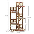 OUTSUNNY - Étagère à fleurs en bois - porte plante bois 5 tablettes ornement petites barrières - dim. 60L x 30l x 130H cm - bois de sapin traité carbonisation - vignette