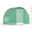 OUTSUNNY - Serre de jardin tunnel surface sol 4,5 mÂ² dim. 3L x 1,5l x 2H m châssis tubulaire renforcé porte zippée 2 fenêtres enroulables vert - vignette