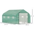 OUTSUNNY - Serre tunnel de jardin grande taille dim. 3,47L x 3l x 2H m - 6 fenêtres et porte zippée enroulable - acier galvanisé PE haute densité vert - vignette