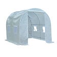 OUTSUNNY - Serre de jardin tunnel surface sol 5 m² 2,5L x 2l x 2H m châssis tubulaire renforcé 18 mm 4 fenêtres blanc - vignette