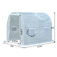 OUTSUNNY - Serre de jardin tunnel surface sol 5 m² 2,5L x 2l x 2H m châssis tubulaire renforcé 18 mm 4 fenêtres blanc - vignette