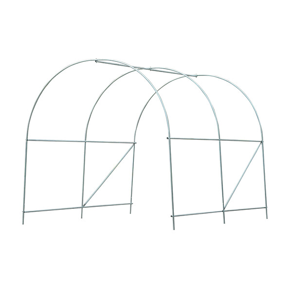 OUTSUNNY - Serre de jardin tunnel surface sol 5 m² 2,5L x 2l x 2H m châssis tubulaire renforcé 18 mm 4 fenêtres blanc - large