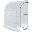 OUTSUNNY - Serre de jardin adossée serre adossée dim. 2L x 1l x 2,13H m 4 étagères 2 portes zippées 1 fenêtre acier PE haute densité blanc - vignette