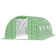 OUTSUNNY - Serre de jardin tunnel 18 mÂ² dim. 6L x 3l x 2H m - 8 fenêtres, porte zippée enroulable - châssis tubulaire acier galvanisé, bâche PE haute densité vert - vignette