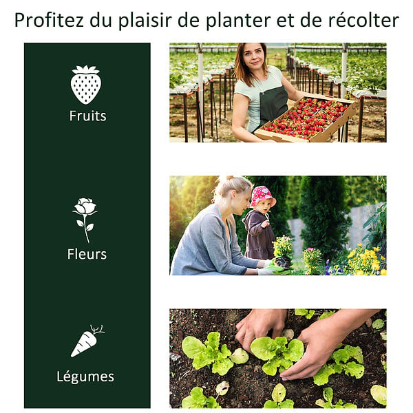 OUTSUNNY - Serre de jardin tunnel serre à  tomates dim. 2L x 1l x 0,8H m 2 portes zippées bâche PVC transparent acier époxy vert - large