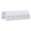 OUTSUNNY - Serre de jardin tunnel 18 m² dim. 5,97L x 3,02l x 2H m - 12 fenêtres, porte zippée enroulable - châssis tubulaire acier galvanisé, bâche PE haute densité blanc - vignette