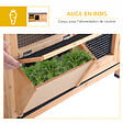 PAWHUT - Clapier sur pieds - cage à lapin - 2 plateaux coulissants à excrément, 2 portes verrouillables, toit bitumé ouvrant, râtelier à foin - bois sapin pré-huilé - vignette