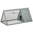 PAWHUT - Clapier triangulaire de sol enclos extérieur niche double porte dim. 116L x 62l x 52,5H cm métal bois sapin gris - vignette