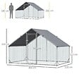 PAWHUT - Enclos poulailler chenil 6 m² - parc grillagé dim. 3L x 2l x 2H m - poulailler chenil entièrement couvert - acier galvanisé - vignette