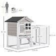 PAWHUT - Clapier cage à lapins cottage - niche supérieure avec rampe et enclos extérieur - plateau excrément, toit bitumé, 4 portes verrouillables - bois sapin blanc gris - vignette