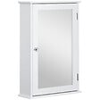 KLEANKIN - Armoire murale de salle de bain avec miroir - armoire à glace - placard de rangement toilettes - 1 porte, 2 étagères - verre MDF blanc - vignette
