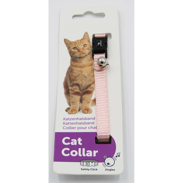 ANIMALLPARADISE - Collier réglable de 19 à 30 cm rose clair avec clochette pour chat - large
