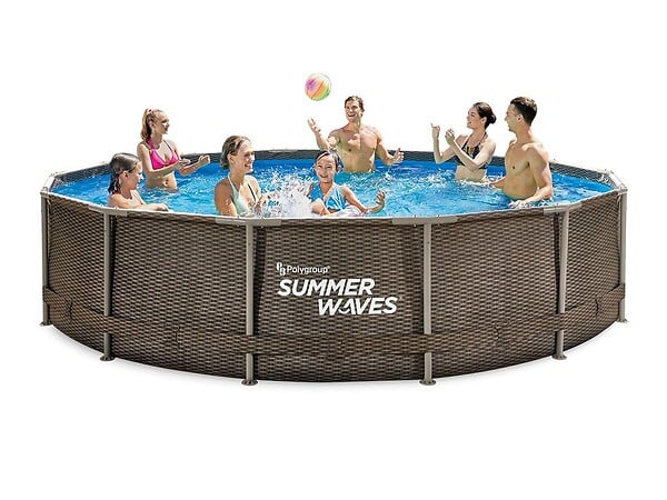 SUMMER WAVES - Piscine tubulaire Active Frame Pool ronde effet rotin 4,57 x 1,06 m - Summer Waves - large