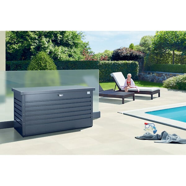 BIOHORT - Coffre de jardin T 160 High - Métal - Gris foncé - 830L - large