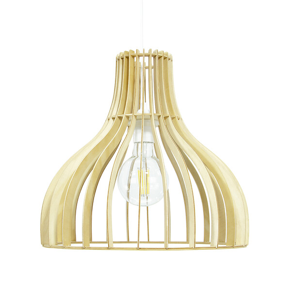C-CREATION - Suspension en bois de peuplier Bistone - Naturel - E27 - large