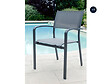 JARDILINE - Lot de 2 Fauteuils de jardin empilables en aluminium et textilène Milos Anthracite - Jardiline - vignette