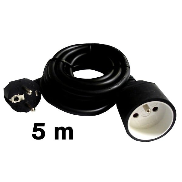 Prolongateur Électrique Zenitech 5m - 16A 2P+T | Cable 3G1.5mm² | Noir | Pour Appareils Domestiques