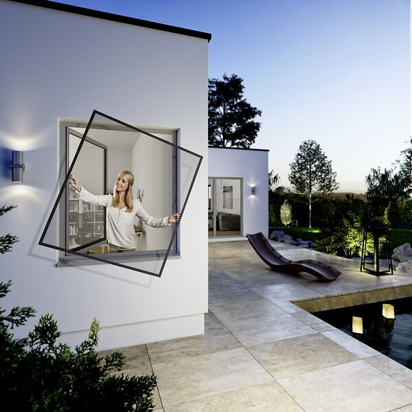 WINDHAGER - Kit moustiquaire pour fenêtre - cadre fixe - Anthracite - 130x150cm - large