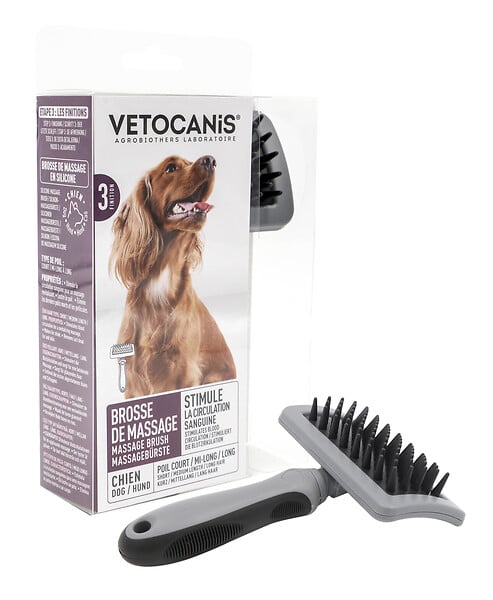 VETOCANIS - Carde auto-nettoyante chat acier inoxydable - large