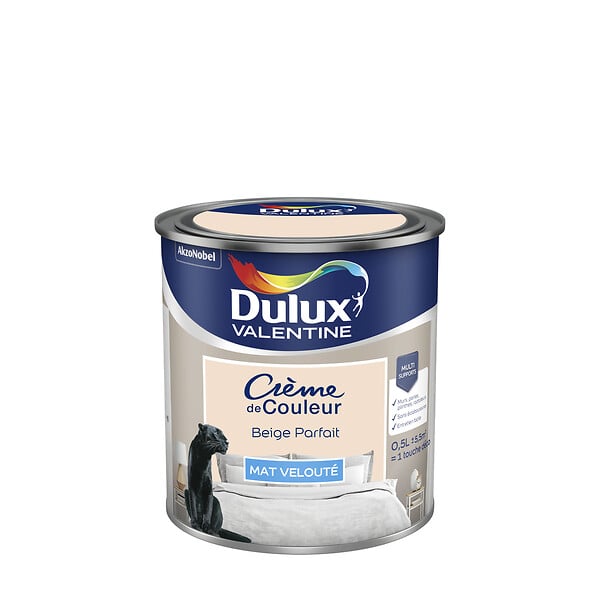 DULUX VALENTINE - Peinture Crème de Couleur - Beige Parfait - Mat - 0,5L - large