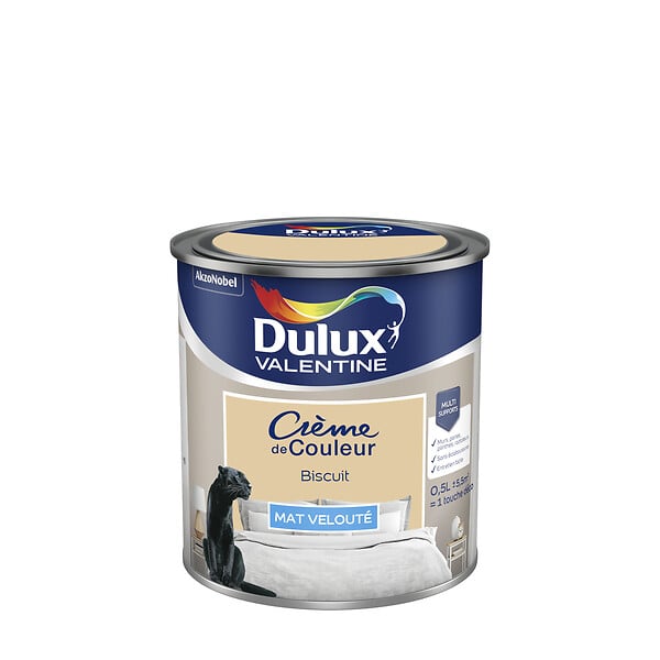 DULUX VALENTINE - Peinture Crème de Couleur - Biscuit - Mat - 0,5L - large