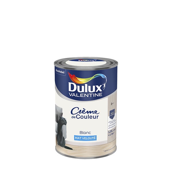DULUX VALENTINE - Peinture Crème de Couleur - Blanc - 1,25L - large