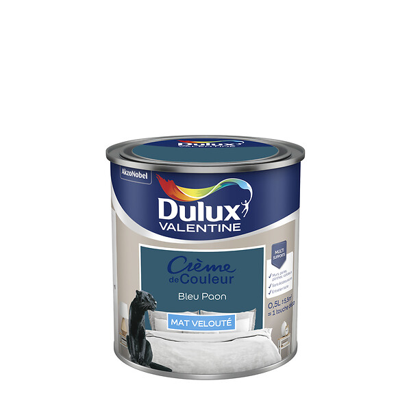 DULUX VALENTINE - Peinture intérieure Crème de Couleur - Bleu Paon - 0,5L - large