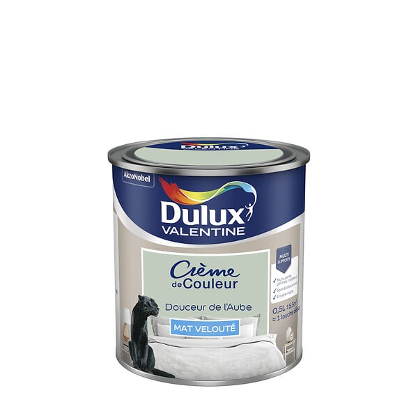 DULUX VALENTINE - Peinture Crème de Couleur - Douceur de l'Aube - Mat - 0,5L - large